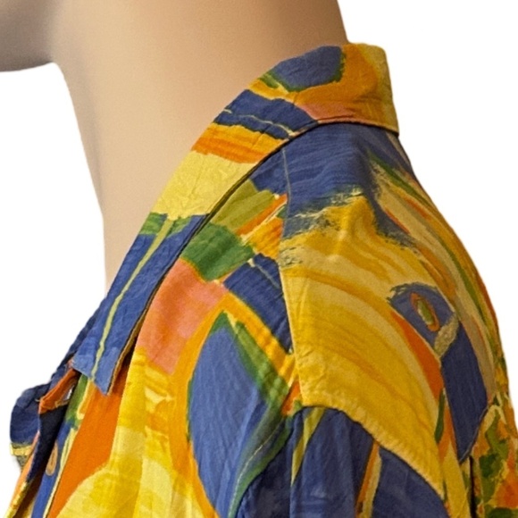 Jams World 100% Rayon Hawaiian Shirt Top Casual Tiki  Full Button Front Colorful - Picture 10 of 16